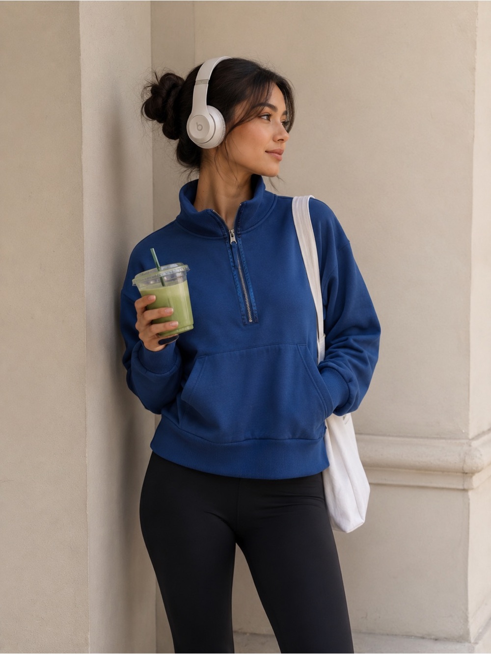 Earth Yoga Women’s Blue Pullover Half‎ Zip Sweatshirt M